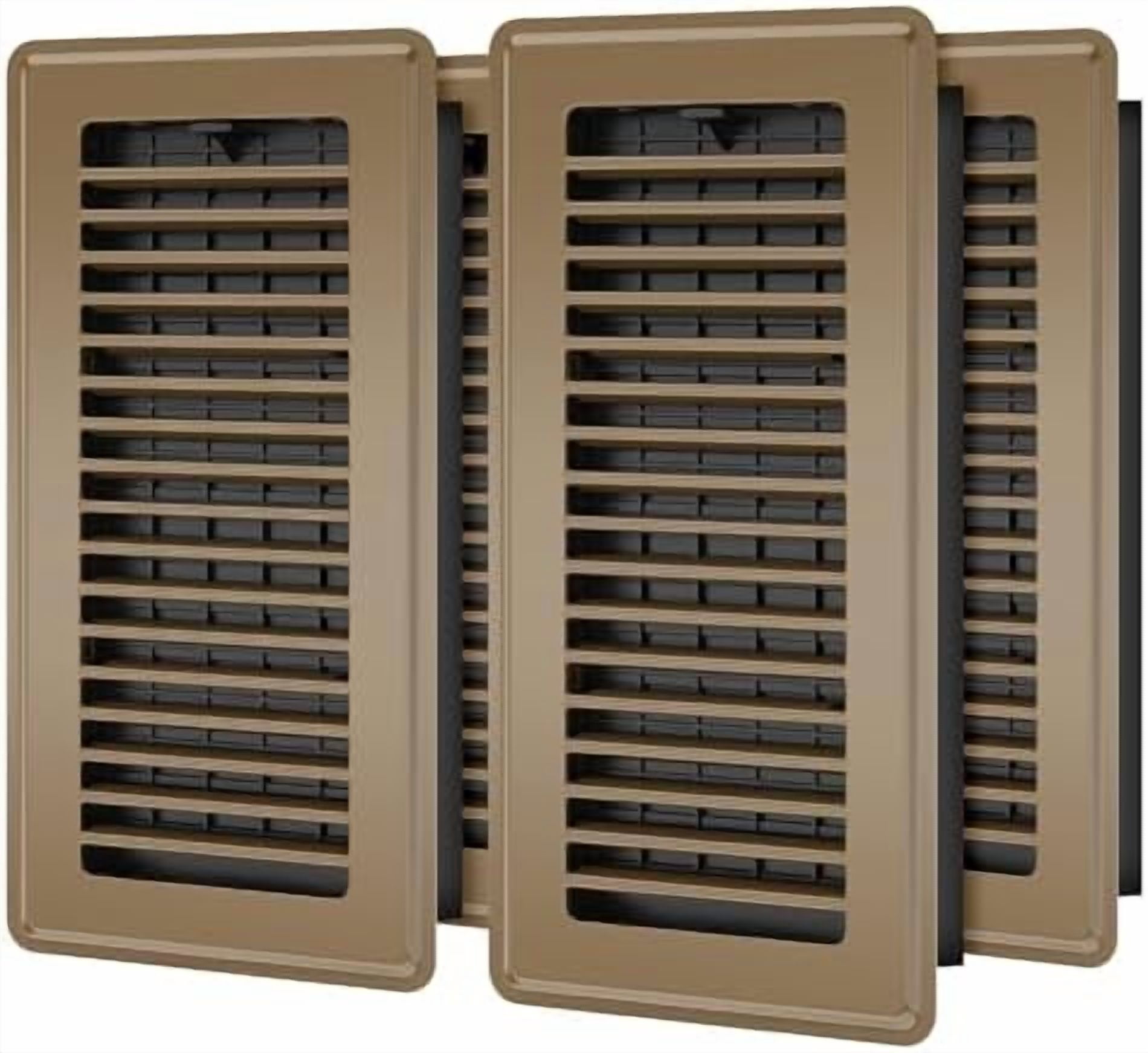 Floor Register 4x10 - 4 Pack Floor Vent Covers for Home Floor Heavy Duty Steel Walkable Floor Vents Air Vent Covers for Sidewall and Floor, Brown