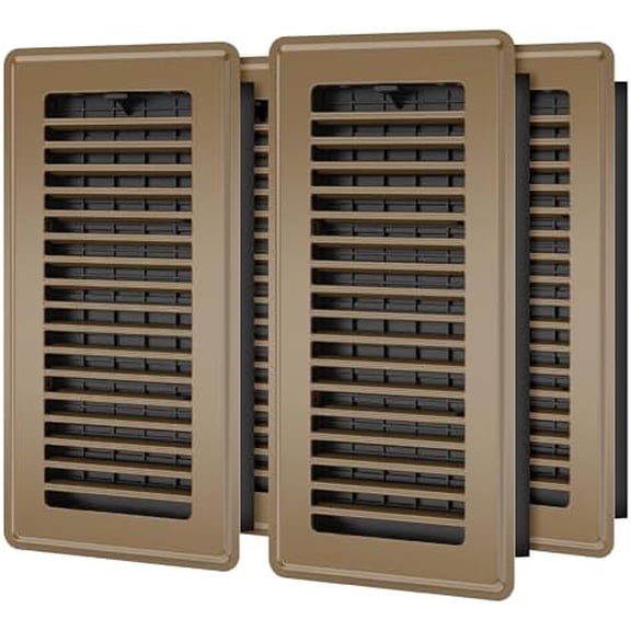 Floor Register 4x10 - 4 Pack Floor Vent Covers for Home Floor Heavy Duty Steel Walkable Floor Vents Air Vent Covers for Sidewall and Floor, Brown