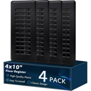Floor Register 4x10, Plastic Air Vent Covers with Adjustable Airflow, Easy Installation Wall or Sidewall, Vent Covers for Home Floor4PCS Black