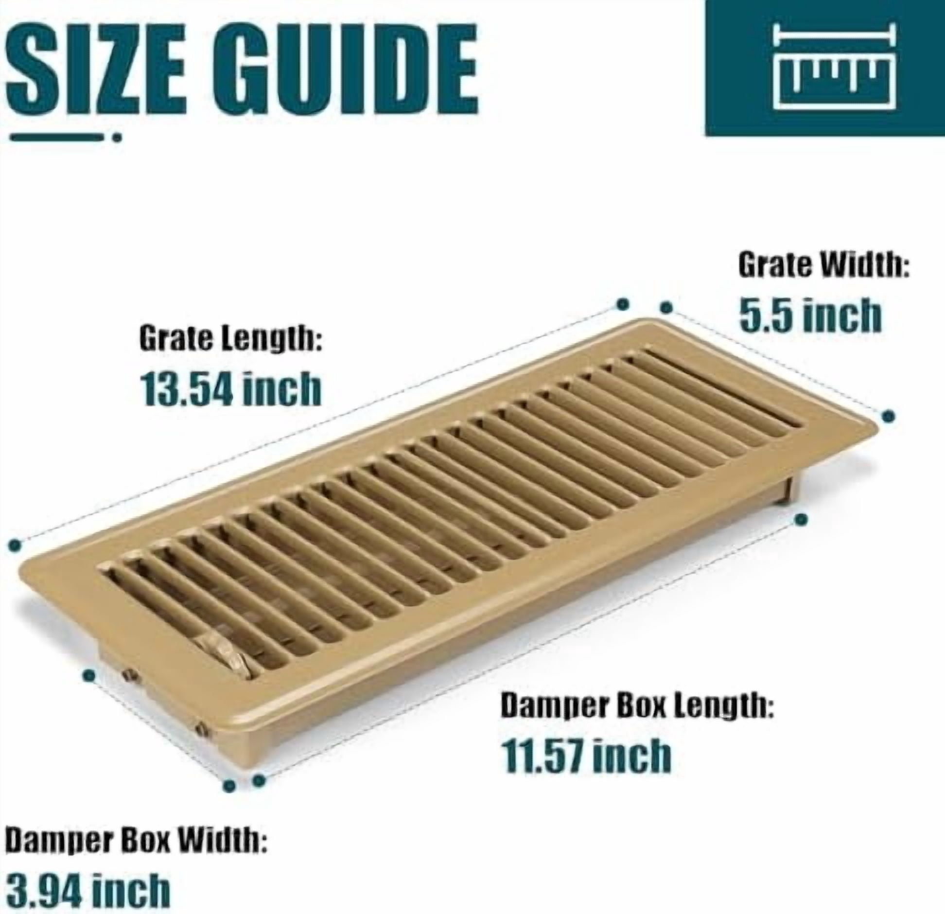 Floor Register 4x12, 4 Pack Floor Vent Covers, Steel Adjustable Air Supply Grille Register Vent Cover Grill for Sidewall and Floor, Vent Covers for Home Floor,Brown
