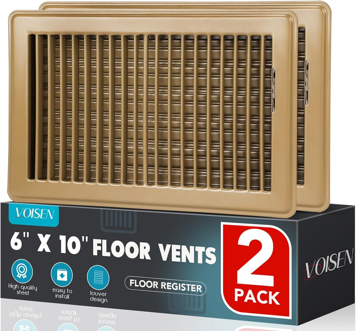 Floor Register 6x10, 2 Pack Floor Vent Covers, Steel Adjustable Air ...