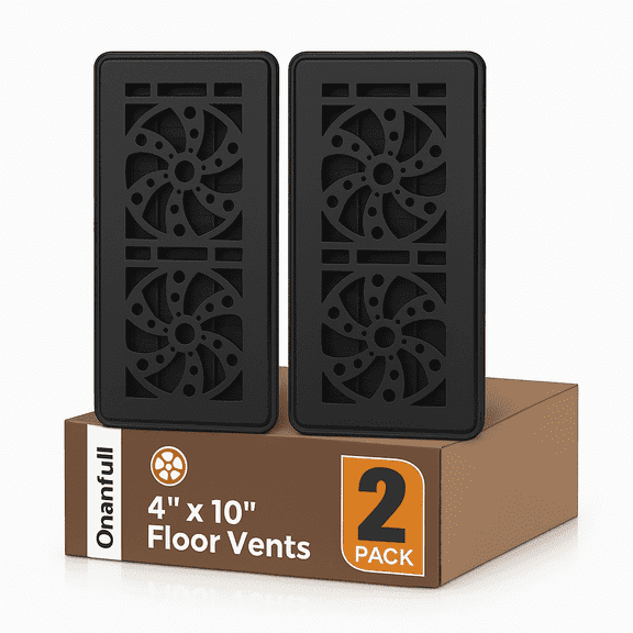 Floor Register Black 2 Pack 4" x 10" Adjustable Airflow HVAC Floor Vent Cover Air Grille