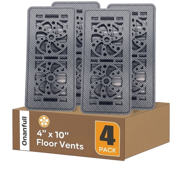 Floor Register Carbon Fiber Pattern 4 Pack 4" x 10" Adjustable Airflow HVAC Floor Vent Cover Air Grille