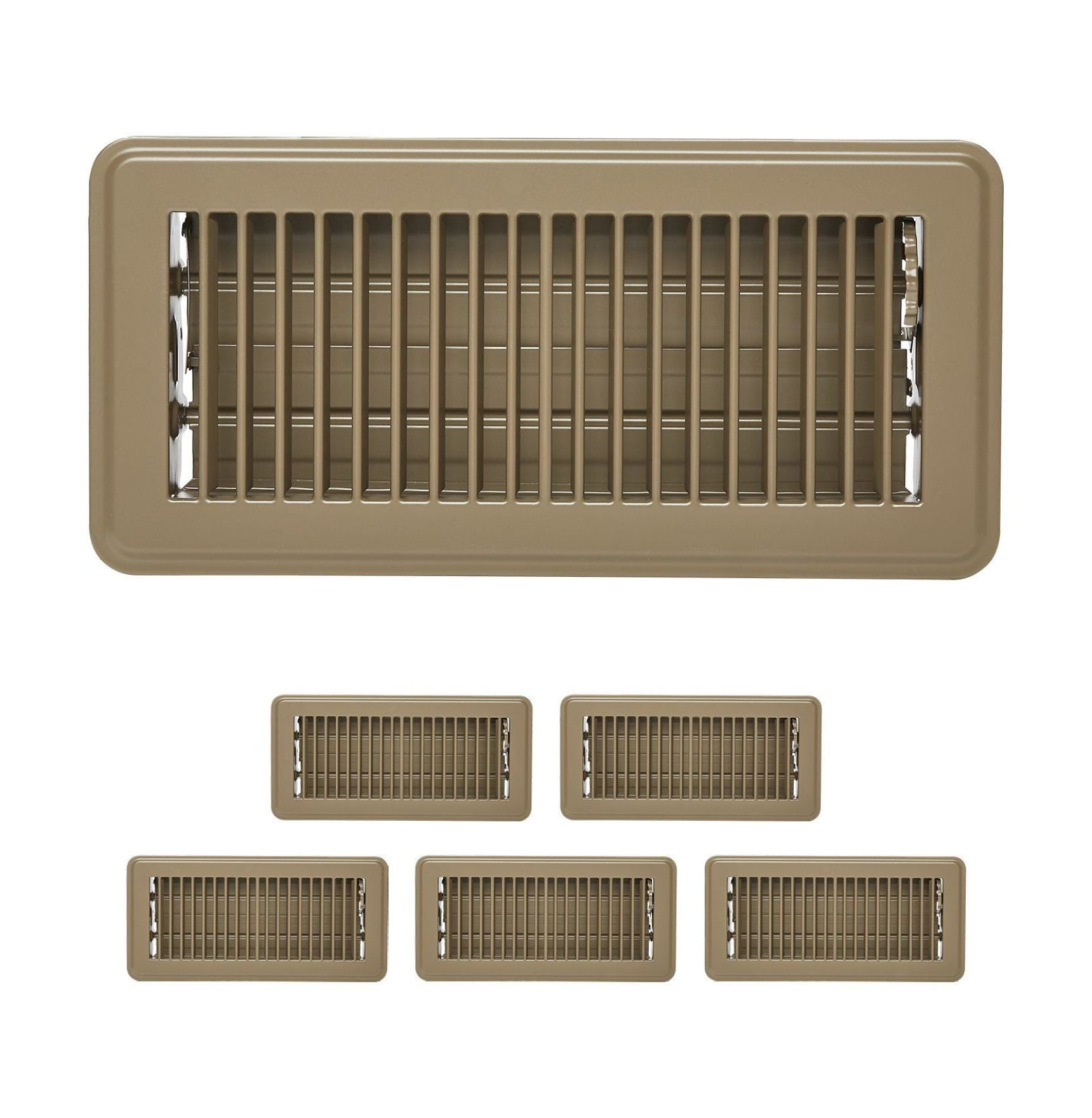 Floor Registers 4x10 Inch 6-Pack - Iron HVAC Vent Grilles - Brown - Adjustable Airflow - Durable Metal Construction - Home & Office