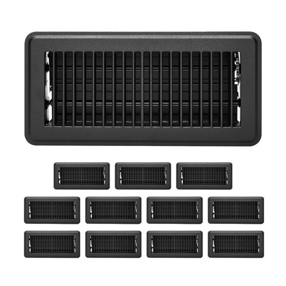Floor Registers 4x10 Inch 12-Pack, Black HVAC Vents Iron Floor Vent Grilles
