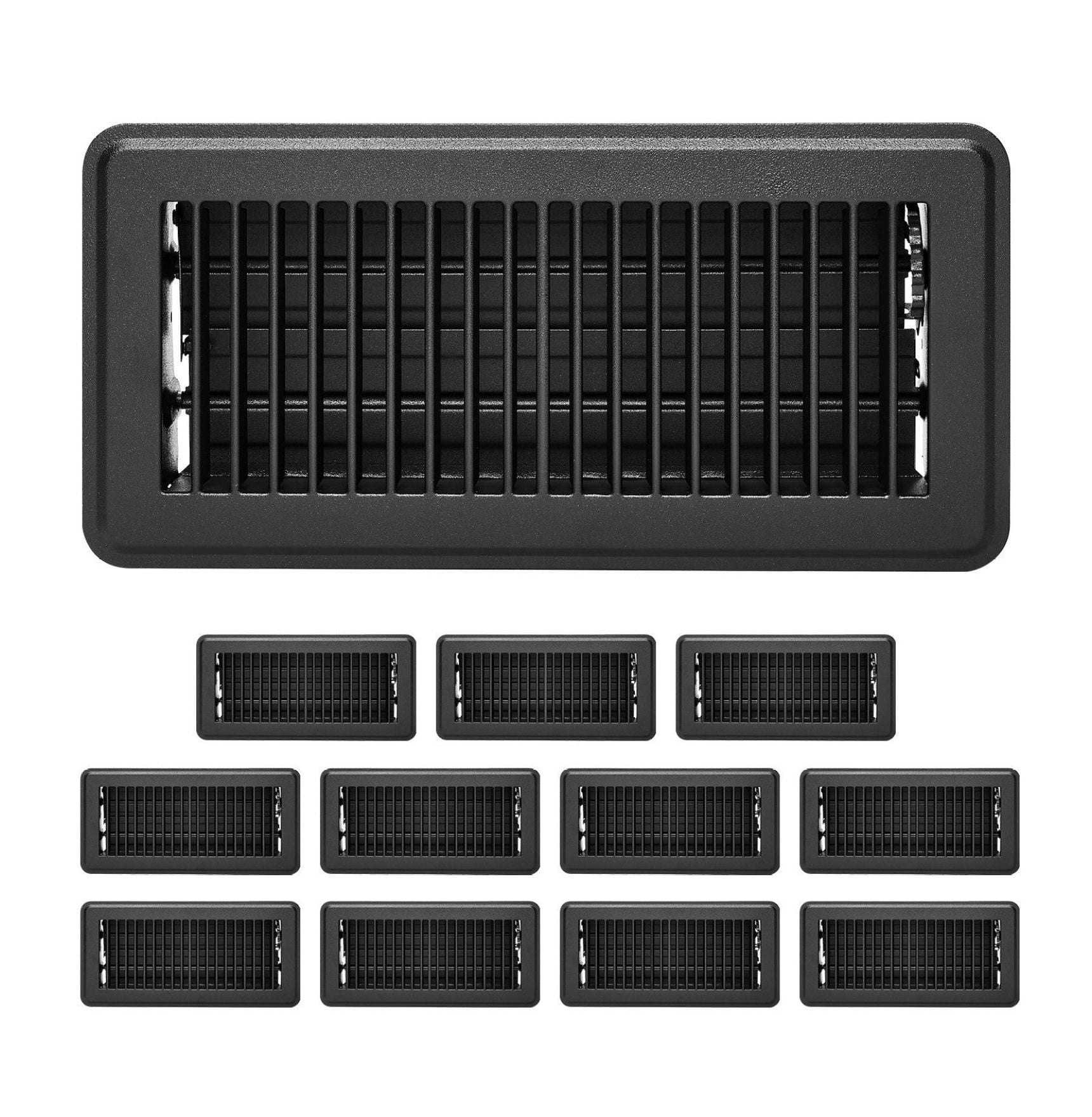 Floor Registers 4x10 Inch 12-Pack, Black HVAC Vents Iron Vent Grilles ...