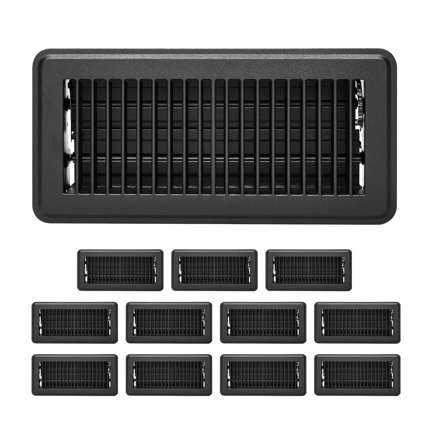 Floor Registers 4x10 Inch 12-Pack, Black HVAC Floor Vents - Metal Construction, Adjustable Airflow, Easy Install