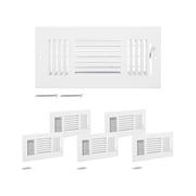 Floor Registers 4x10 Inch, 6-Pack HVAC Vents - Adjustable Airflow Metal Vent Grilles for Home & Office - Rustproof Air Deflectors with Damper, White