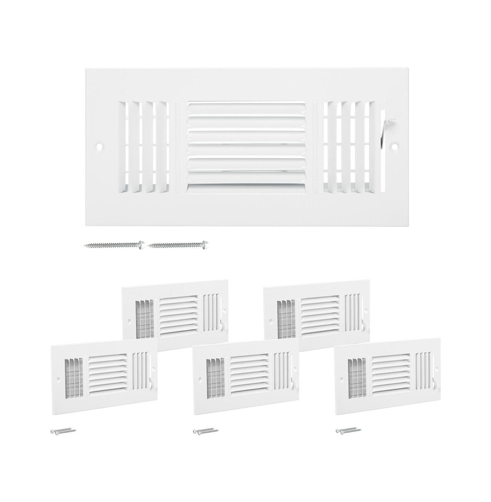 Floor Registers 4x10 Inch 6-Pack - White HVAC Vents - Iron Floor Air ...