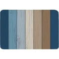 thumbnail image 1 of Floor Rug Blue Brown Ombre Indoor Door Mat, Absorbent Floor Mats Bathroom Rugs, Farmhouse Beige Wooden Striped Kitchen Doormat, Non Slip Doormat for Bedroom Bathroom Sink Patio 16"×24", 1 of 4