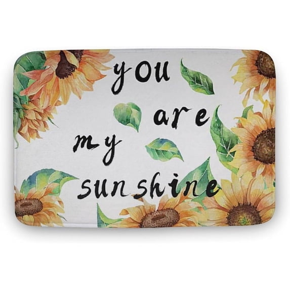 Floor Rug Cute Doormat for Kids Room Indoor Door Mat Spring Sunflowers Green Leaf Front Door Welcome Mats Yellow Floral Entrance Doormats for Kitchen Bathroom Entry Decor 16"×24"