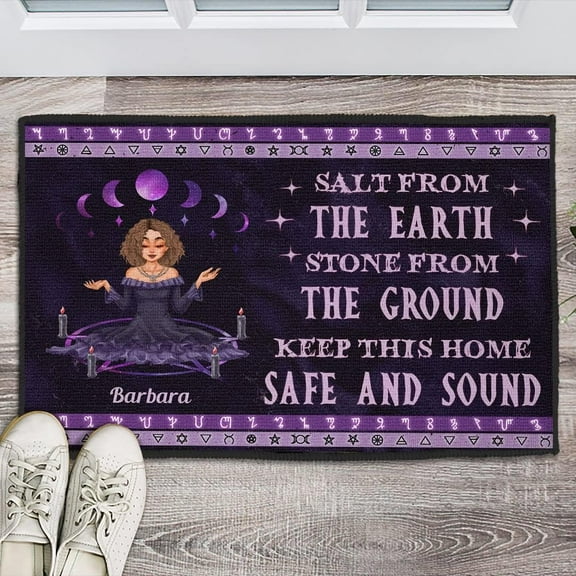 Floor Rug Doormat Non Slip Front Door Mat Salt from The Earth Stone from The Ground Doormat, Birthday, Witch Craft Door Mat Rug, Witch Yoga Doormat Rug 24x16