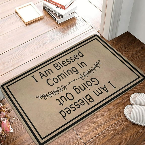 Floor Rug Doormat Welcome Mat Door Mats I Am Blessed Coming in and Going Out Doormat Indoor for Entryway,Welcome Mats for Front Door, Funny Classroom Decorations Mats Kitchen Mats 31x17.