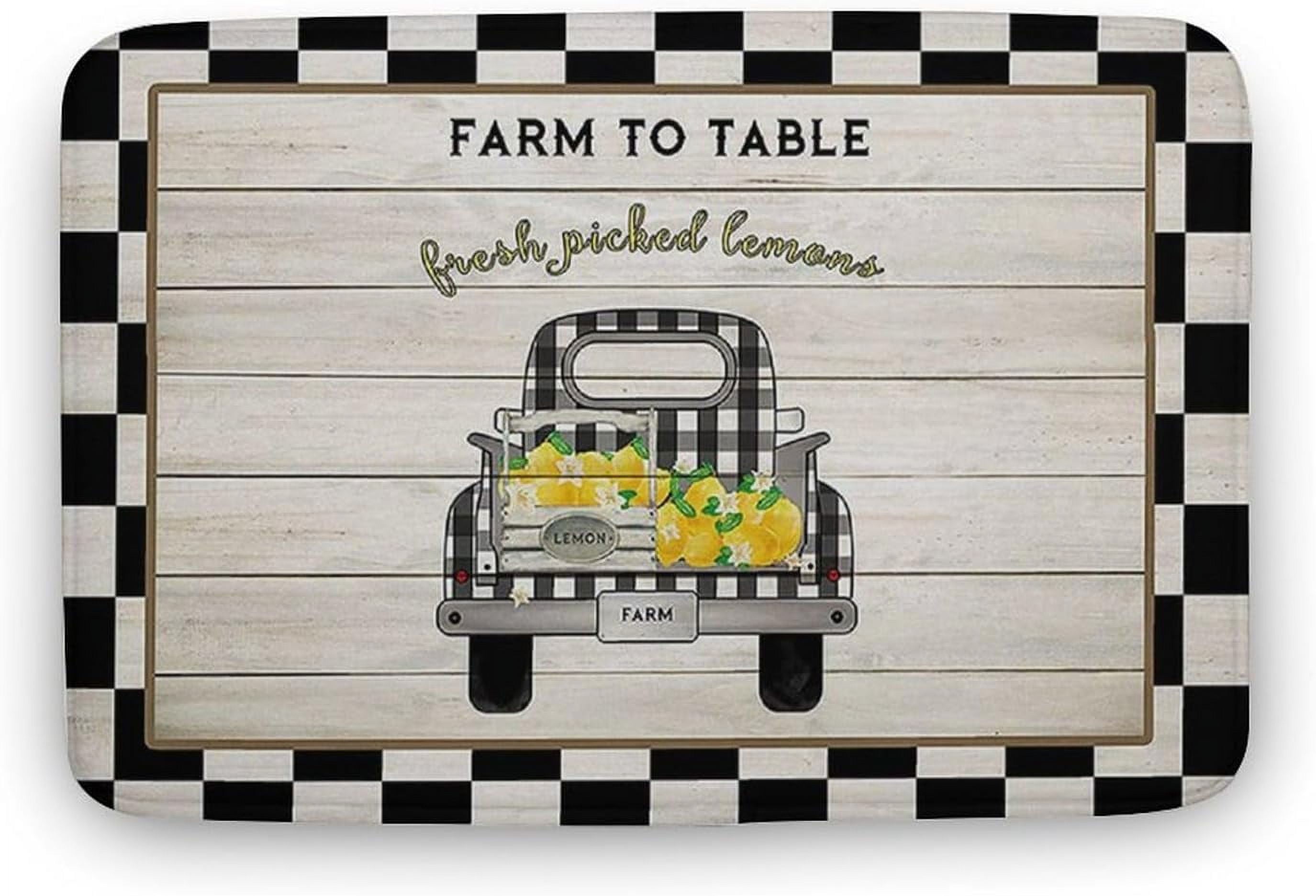Floor Rug Funny Mat Kids Farm Buffalo Car with Lemons Wood