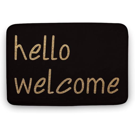 Floor Rug Funny Welcome Doormat Hello Welcome Black Indoor Entrance Floor Mat Home Office Front Door Mat Non-Slip Bathroom Entryway Decor 16"×24"