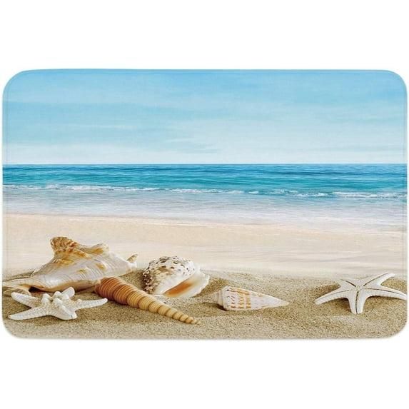 Floor Rug Indoor Doormat,Front Back Door Mats with Non Slip Backing,Beach Starfish and Shell Welcome Entrance Floor Mat for Entry Way, Bathroom Kitchen Rugs 16"×24"