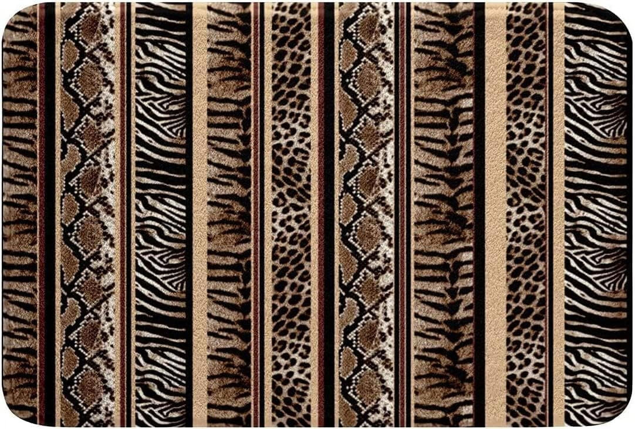 Floor Rug Leopard Print Bath Rugs Brown Zebra Leopard Stripes Print