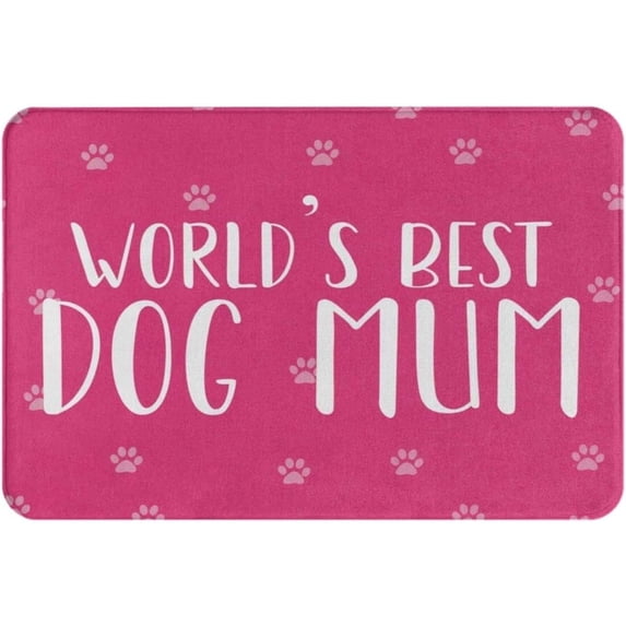 Floor Rug World's Best Dog Mum Pet Owner Dogs Non-Slip Absorbent Resist Dirt Doormat Entrance Rug Inside Floor Mats for Home Bedroom Kitchen Front Porch 16"×24"