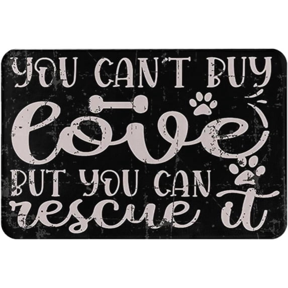 You Can't Buy Love But You Can Rescue It Non-Slip Absorbent Resist Dirt Doormat Entrance Rug Inside Floor Mats for Home Bedroom Kitchen Front Porch 16"×24"