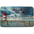 thumbnail image 1 of Floor Rugs Lighthouse Inspirational Quote Bath Rug Topical Ocean Beach Coastal Seaside Sand Grass Sunrise Summer Scenery Peaceful Nature Landscape Decor Absorbent Bedroom Rug 16"×24", 1 of 4