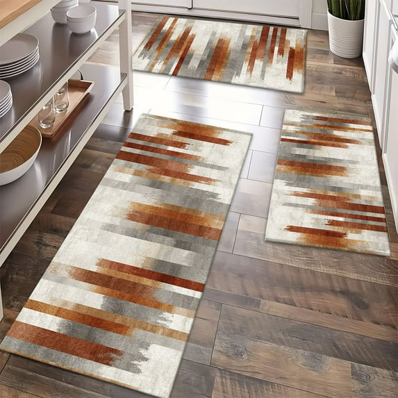 Floor Rugs Sets 3 Piece with Runner, Farmhouse Kitchen Rugs and Mats Non Skid Washable Runner Rug for Kitchen Sink Laundry