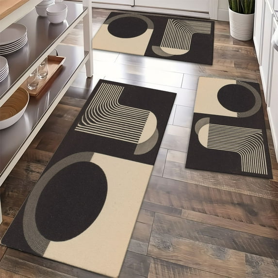 Floor Rugs Sets 3 Piece with Runner, Farmhouse Kitchen Rugs and Mats Non Skid Washable Runner Rug for Kitchen Sink Laundry