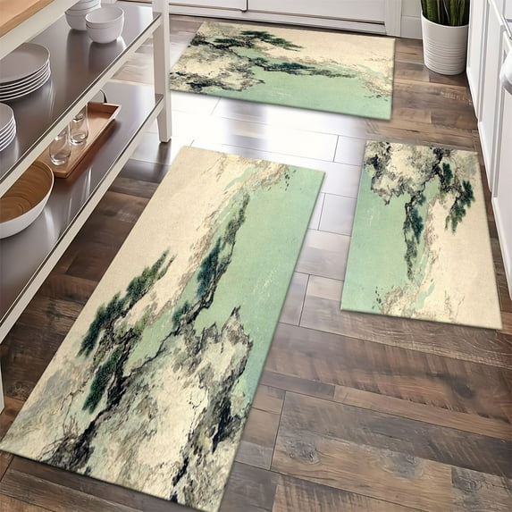 Floor Rugs Sets 3 Piece with Runner, Farmhouse Kitchen Rugs and Mats Non Skid Washable Runner Rug for Kitchen Sink Laundry