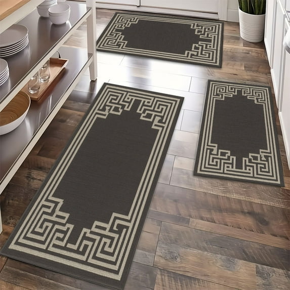 Floor Rugs Sets 3 Piece with Runner, Farmhouse Kitchen Rugs and Mats Non Skid Washable Runner Rug for Kitchen Sink Laundry