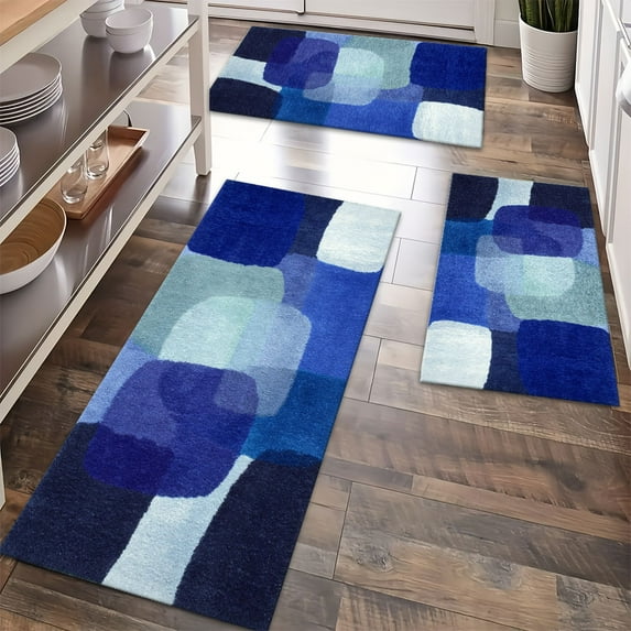 Floor Rugs Sets 3 Piece with Runner, Farmhouse Kitchen Rugs and Mats Non Skid Washable Runner Rug for Kitchen Sink Laundry