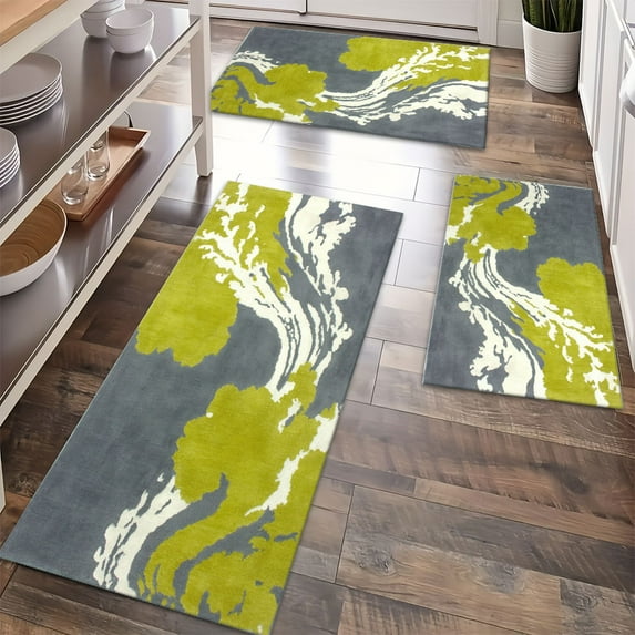 Floor Rugs Sets 3 Piece with Runner, Farmhouse Kitchen Rugs and Mats Non Skid Washable Runner Rug for Kitchen Sink Laundry