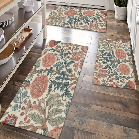 Floor Rugs Sets 3 Piece with Runner, Farmhouse Kitchen Rugs and Mats Non Skid Washable Runner Rug for Kitchen Sink Laundry