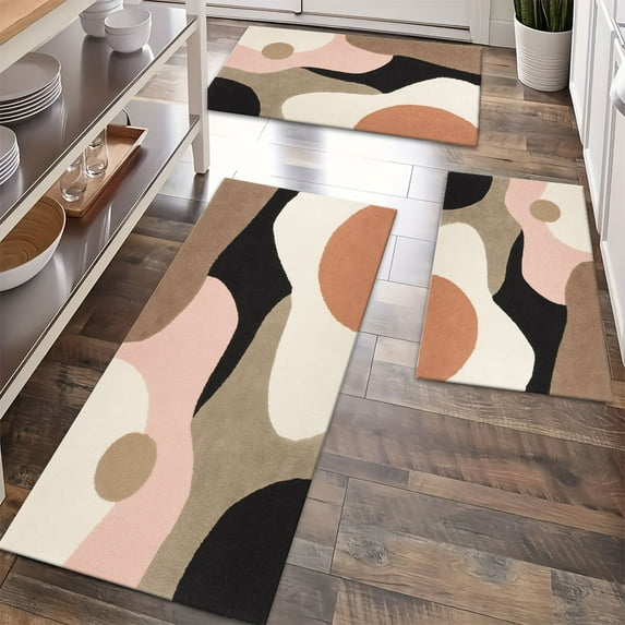 Floor Rugs Sets 3 Piece with Runner, Farmhouse Kitchen Rugs and Mats Non Skid Washable Runner Rug for Kitchen Sink Laundry