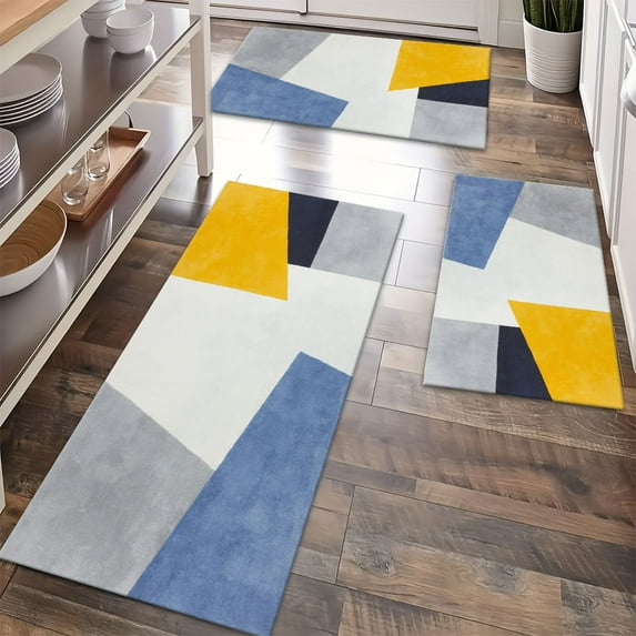 Floor Rugs Sets 3 Piece with Runner, Farmhouse Kitchen Rugs and Mats Non Skid Washable Runner Rug for Kitchen Sink Laundry