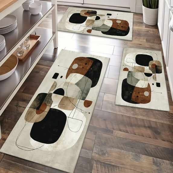 Floor Rugs Sets 3 Piece with Runner, Farmhouse Kitchen Rugs and Mats Non Skid Washable Runner Rug for Kitchen Sink Laundry
