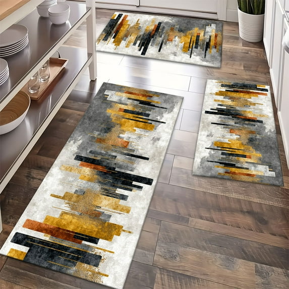 Floor Rugs Sets 3 Piece with Runner, Farmhouse Kitchen Rugs and Mats Non Skid Washable Runner Rug for Kitchen Sink Laundry