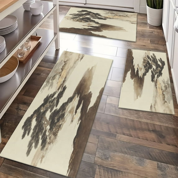 Floor Rugs Sets 3 Piece with Runner, Farmhouse Kitchen Rugs and Mats Non Skid Washable Runner Rug for Kitchen Sink Laundry