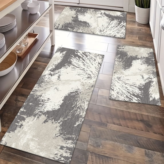 Floor Rugs Sets 3 Piece with Runner, Farmhouse Kitchen Rugs and Mats Non Skid Washable Runner Rug for Kitchen Sink Laundry