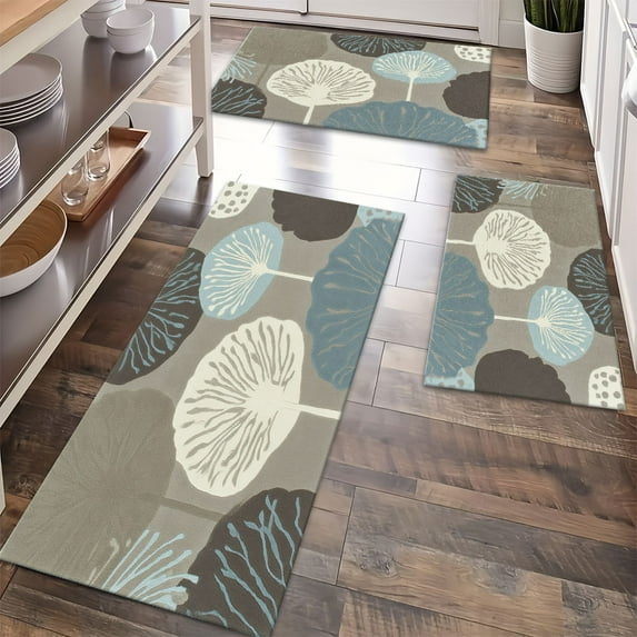 Floor Rugs Sets 3 Piece with Runner, Farmhouse Kitchen Rugs and Mats Non Skid Washable Runner Rug for Kitchen Sink Laundry