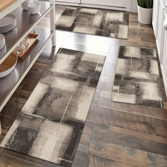 Floor Rugs Sets 3 Piece with Runner, Farmhouse Kitchen Rugs and Mats Non Skid Washable Runner Rug for Kitchen Sink Laundry