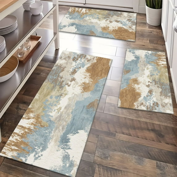 Floor Rugs Sets 3 Piece with Runner, Farmhouse Kitchen Rugs and Mats Non Skid Washable Runner Rug for Kitchen Sink Laundry