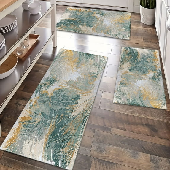 Floor Rugs Sets 3 Piece with Runner, Farmhouse Kitchen Rugs and Mats Non Skid Washable Runner Rug for Kitchen Sink Laundry