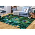 thumbnail image 1 of Floor Rugs, Wedding Rugs, Modern Rugs, Animal Rugs, Colorful Peacock Feather Rugs, Peacock Feather Rugs, Indoor Rug, Nursery Rug, Green Rug, 1.7'x2.3' - 50x70 cm, 1 of 9