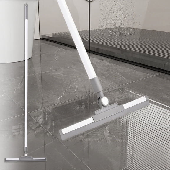 Floor Scraper with 180° Swivel Head and 53-Inch Adjustable Handle, Rubber Blade for Streak-Free Cleaning on Floors, Windows, Tiles, and Garage Concrete