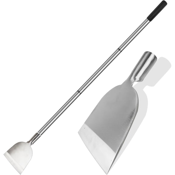 Floor Scraper Long Handle Stainless Steel, Multifunctional Cleaning Shovels with Flat Head, Moss Plaster Wall Putty Shingle Removal Tool, Ice Scraper, Snow Shovel for Driveway-Heavy Duty