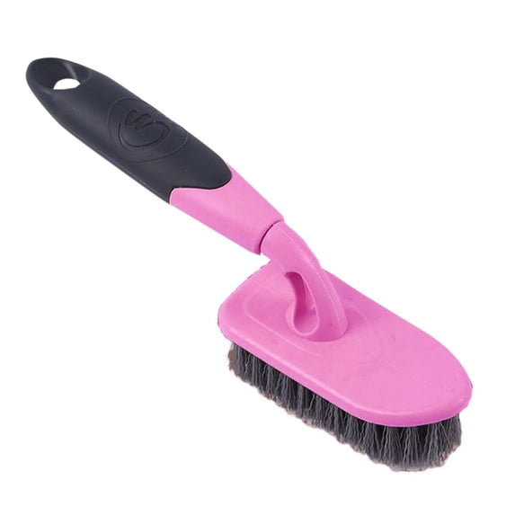 Floor Scrub Brush with Handle & Hanging Loop, Durable Shower Scrubber for Cleaning Kitchen Wall, Tile, Grout, Tub and Carpet, Brush Broom for Scrubbing Garage, Patio Deck, 1Pc(Pink,9x1.5")