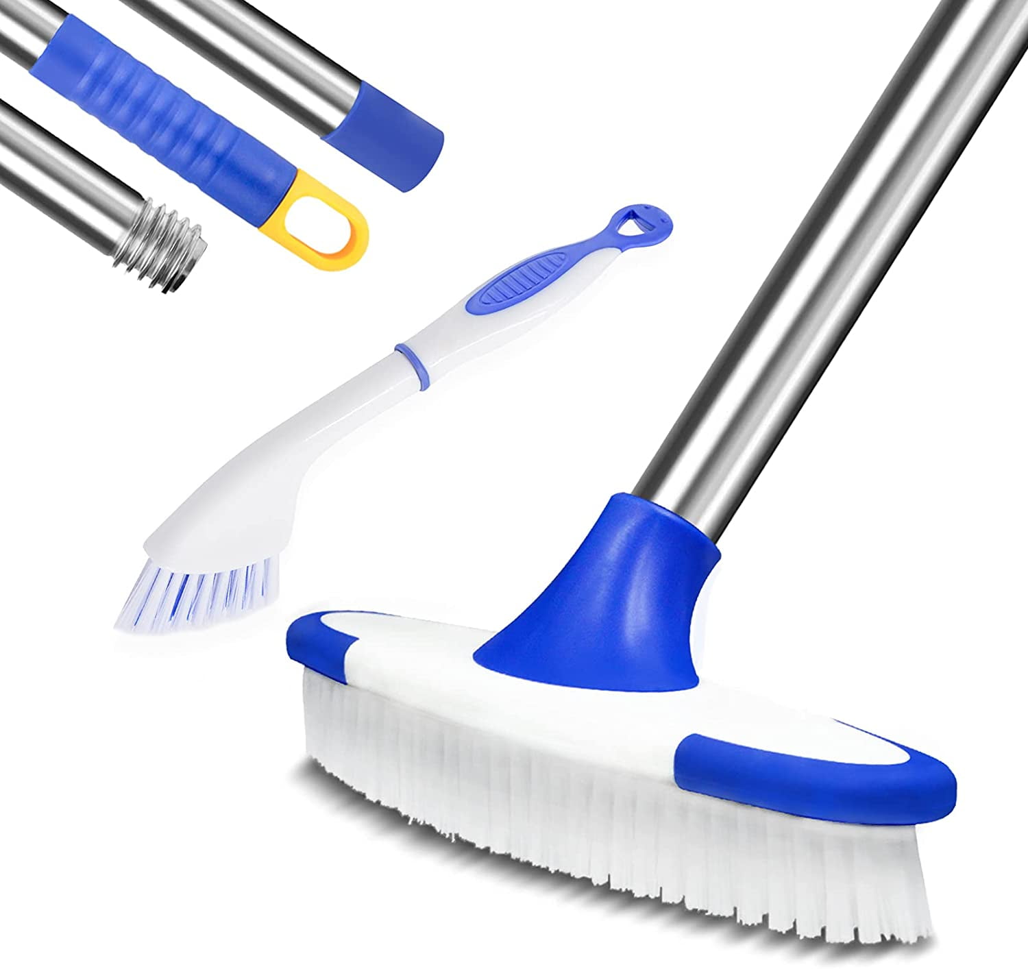 Floor Scrub Brush, ITTAR Cleaning Scrubber with Long Handle & Small Grout  Brush