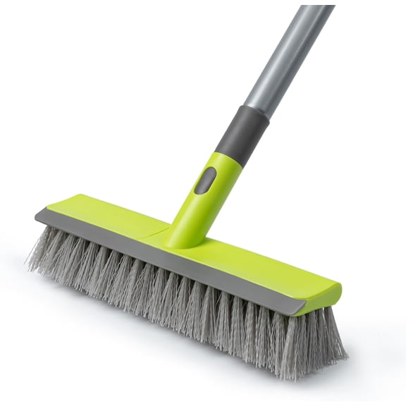 Floor Scrub Brush Long Handle, 2 in 1 Scrape and Deck Brush Floor Scrubber for Carpet, Patio, Kitchen Wall and Tile
