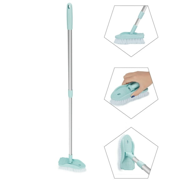 Floor Scrub Brush with Long Handle 34.3", Adjustable Handle Cleaning Brush Scrubber with Stiff Bristles Tub, Scrub Cleaning Brush for Cleaning Tile, Bathroom, Tub, Bathtub, Kitchen