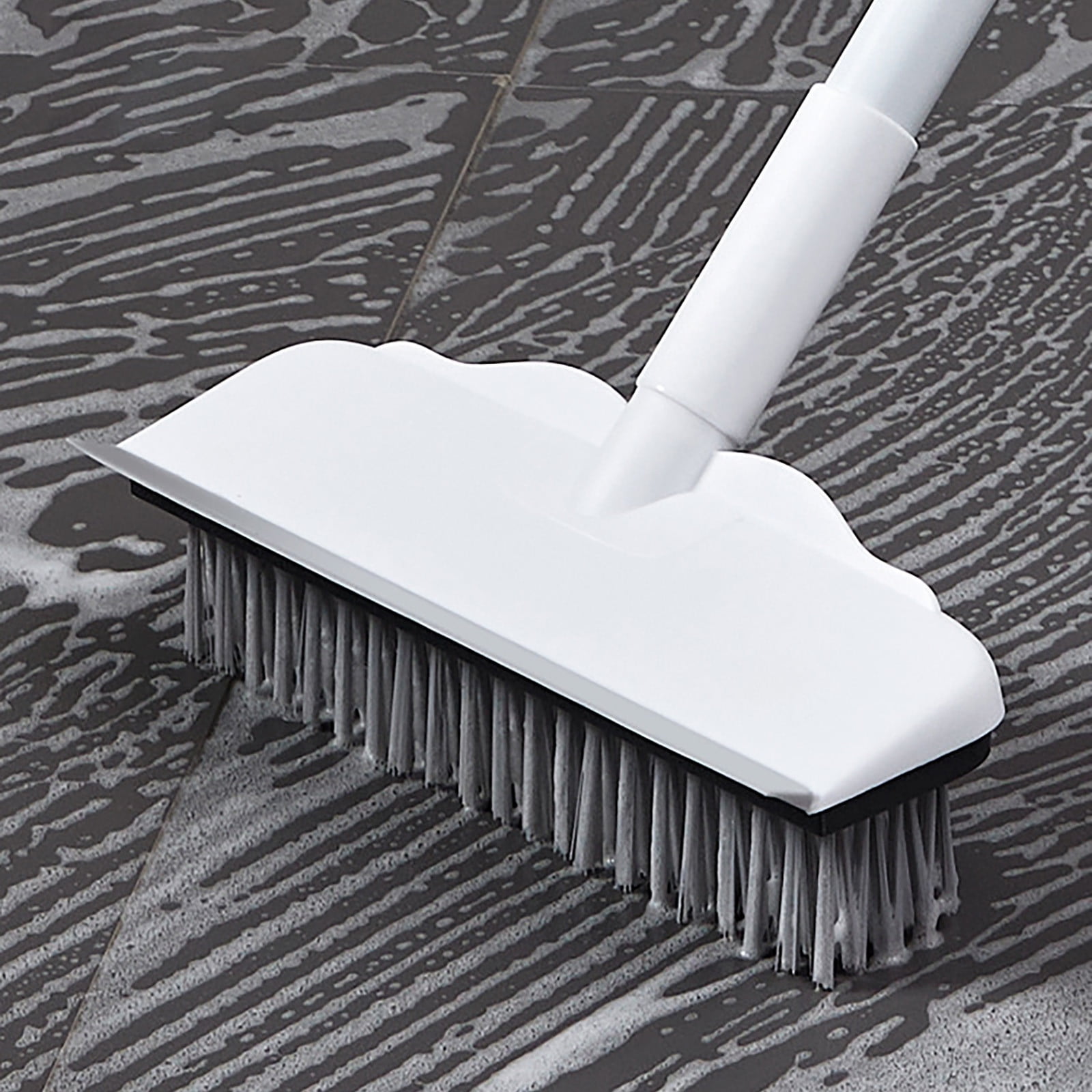 Floor Scrub Brush With Long Handle, 2 In 1 Scrape Brush Stiff Bristle Brush Scrubber, Cleaning