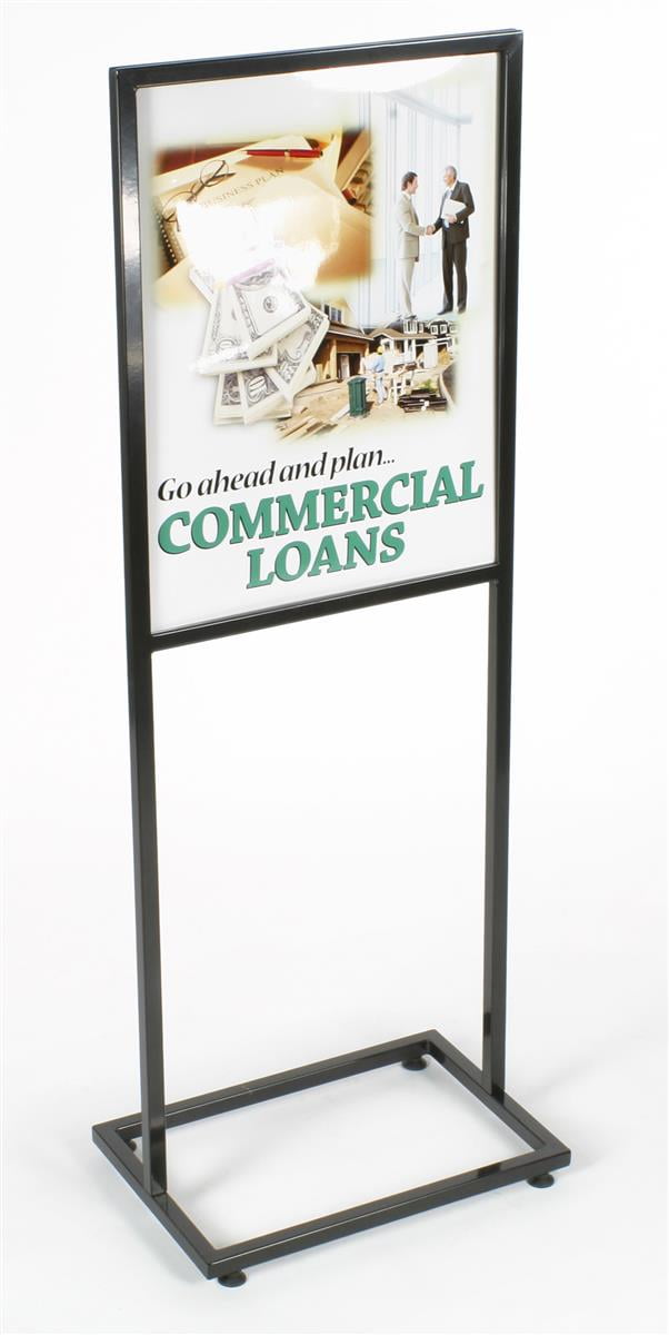 Black Aluminum Rectangular Floor Sign Holder Stand with Levelers